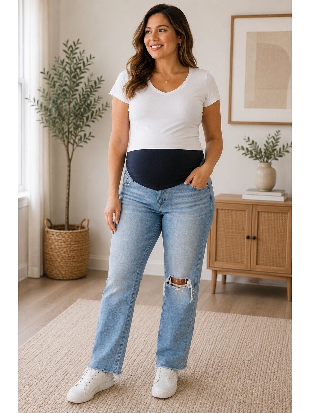 Madewell Maternity Kick Out Crop Jeans Womens 26 Blue Oneida Over Belly Flare